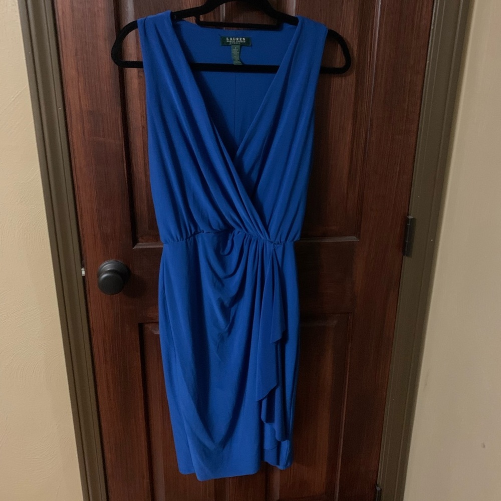 Ralph Lauren Cobalt Blue Faux Wrap Dress Size